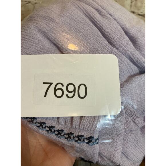 COMO Vintage Peasant Top Womens 2X Light Purple Embroidered Tie Neck Boho Hippie - Picture 11 of 14